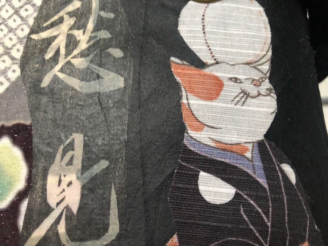 一閑張り　一閑張りバック　蹴鞠猫 歌川国芳　正絹　猫