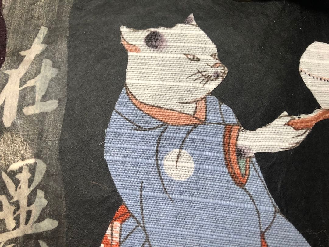 一閑張り　一閑張りバック　蹴鞠猫 歌川国芳　正絹　猫