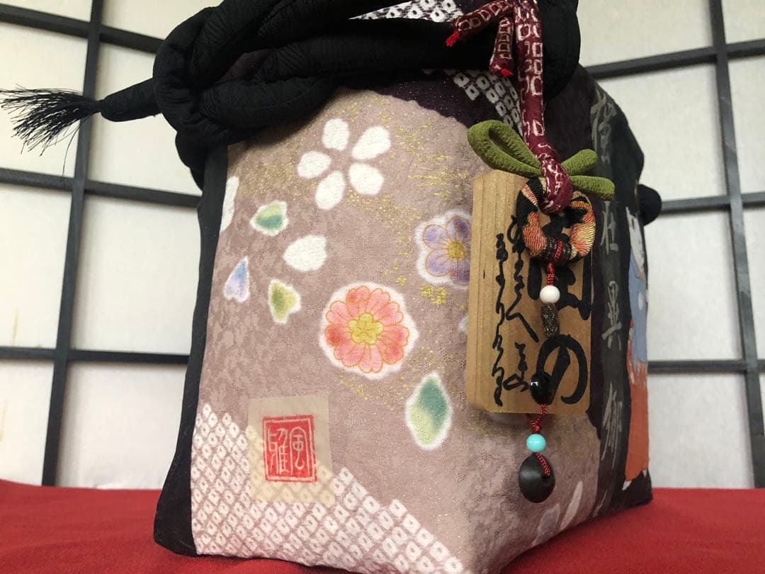 一閑張り　一閑張りバック　蹴鞠猫 歌川国芳　正絹　猫