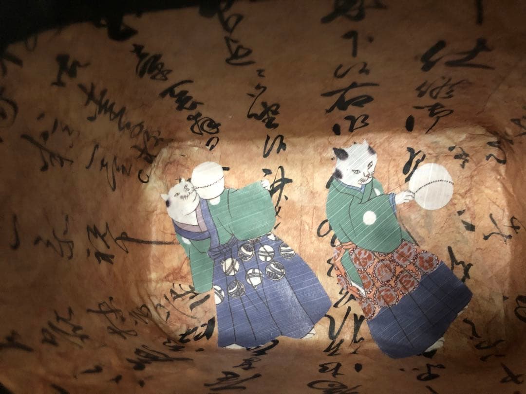 一閑張り　一閑張りバック　蹴鞠猫 歌川国芳　正絹　猫