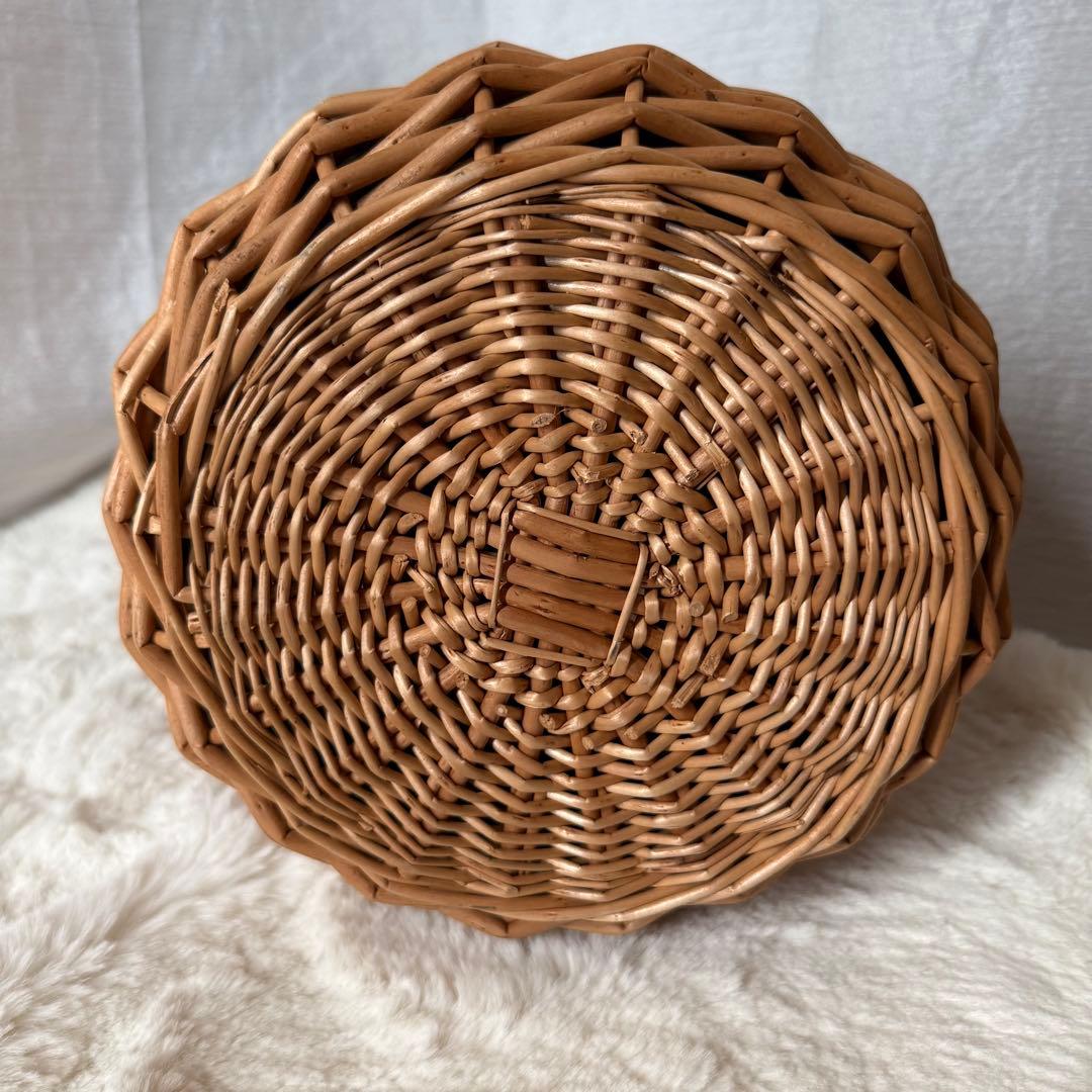 【美品⭐︎未使用】リボン 丸かごバッグ 巾着ブラック 取り外しファー付き