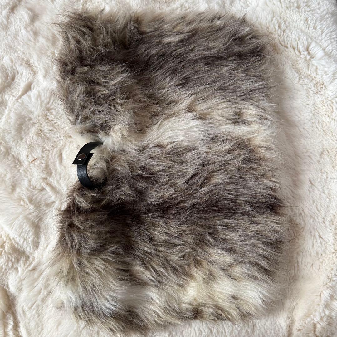 【美品⭐︎未使用】リボン 丸かごバッグ 巾着ブラック 取り外しファー付き