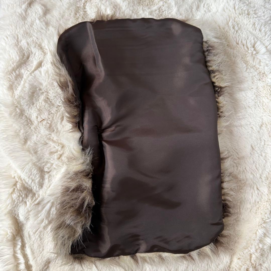 【美品⭐︎未使用】リボン 丸かごバッグ 巾着ブラック 取り外しファー付き