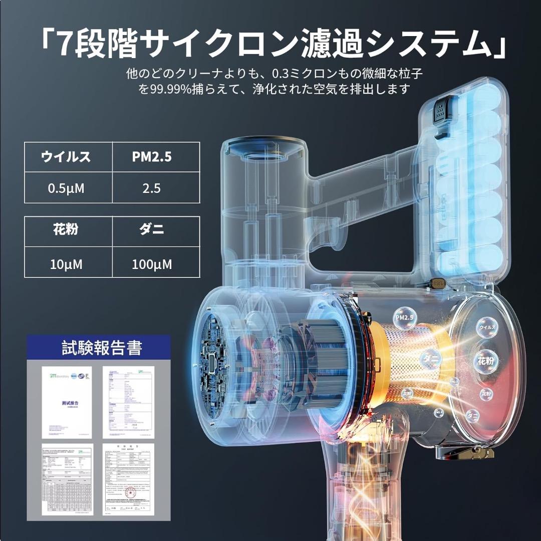 掃除機 コードレス　自動式吸引力AI　70000pa　強力吸引力　LEDライト