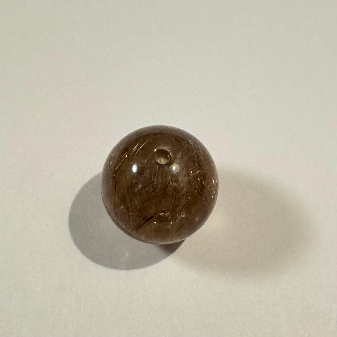 16.8mm ゴールドルチルクォーツ ビーズ 穴あき 天然石 ルチル 丸玉　B