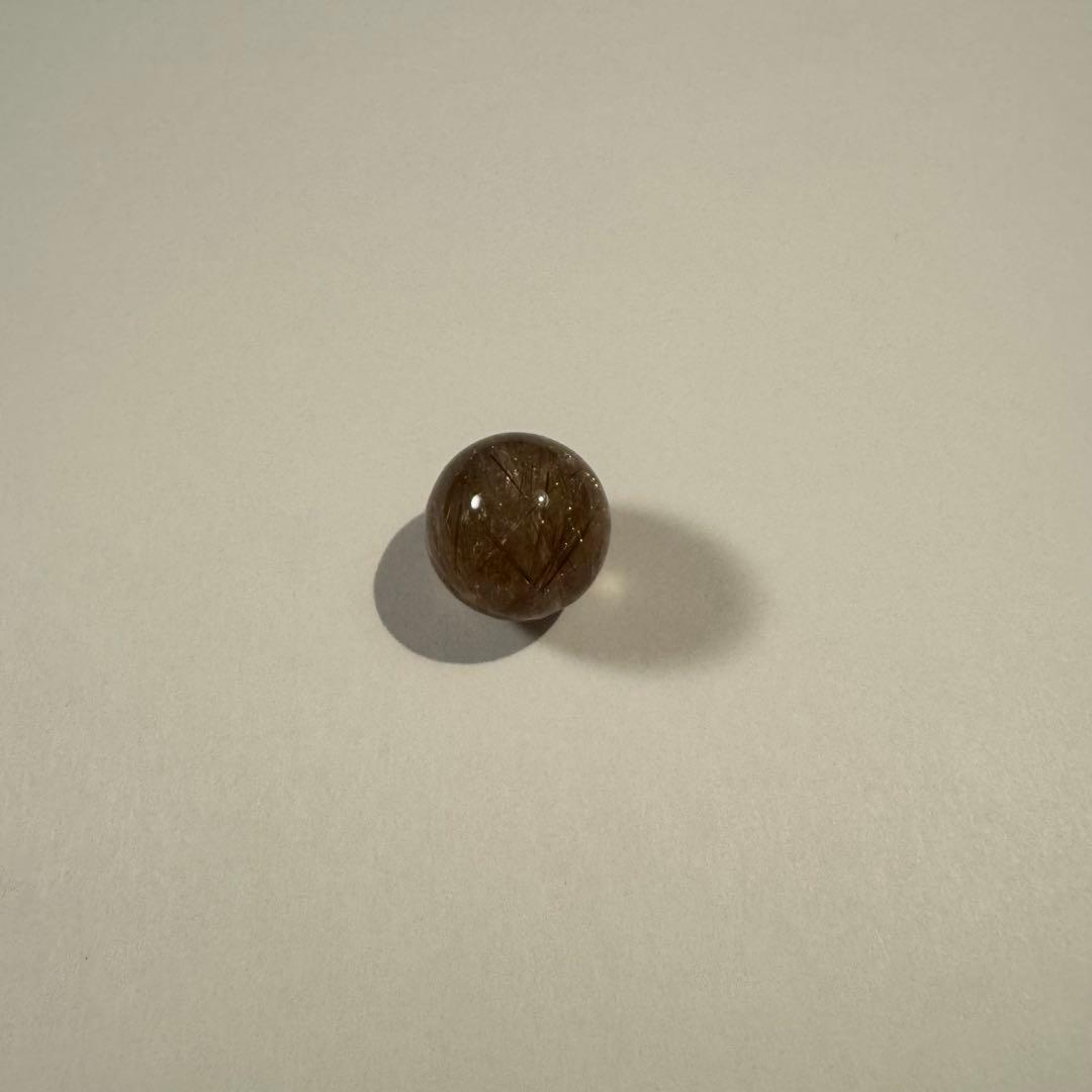 16.8mm ゴールドルチルクォーツ ビーズ 穴あき 天然石 ルチル 丸玉　B