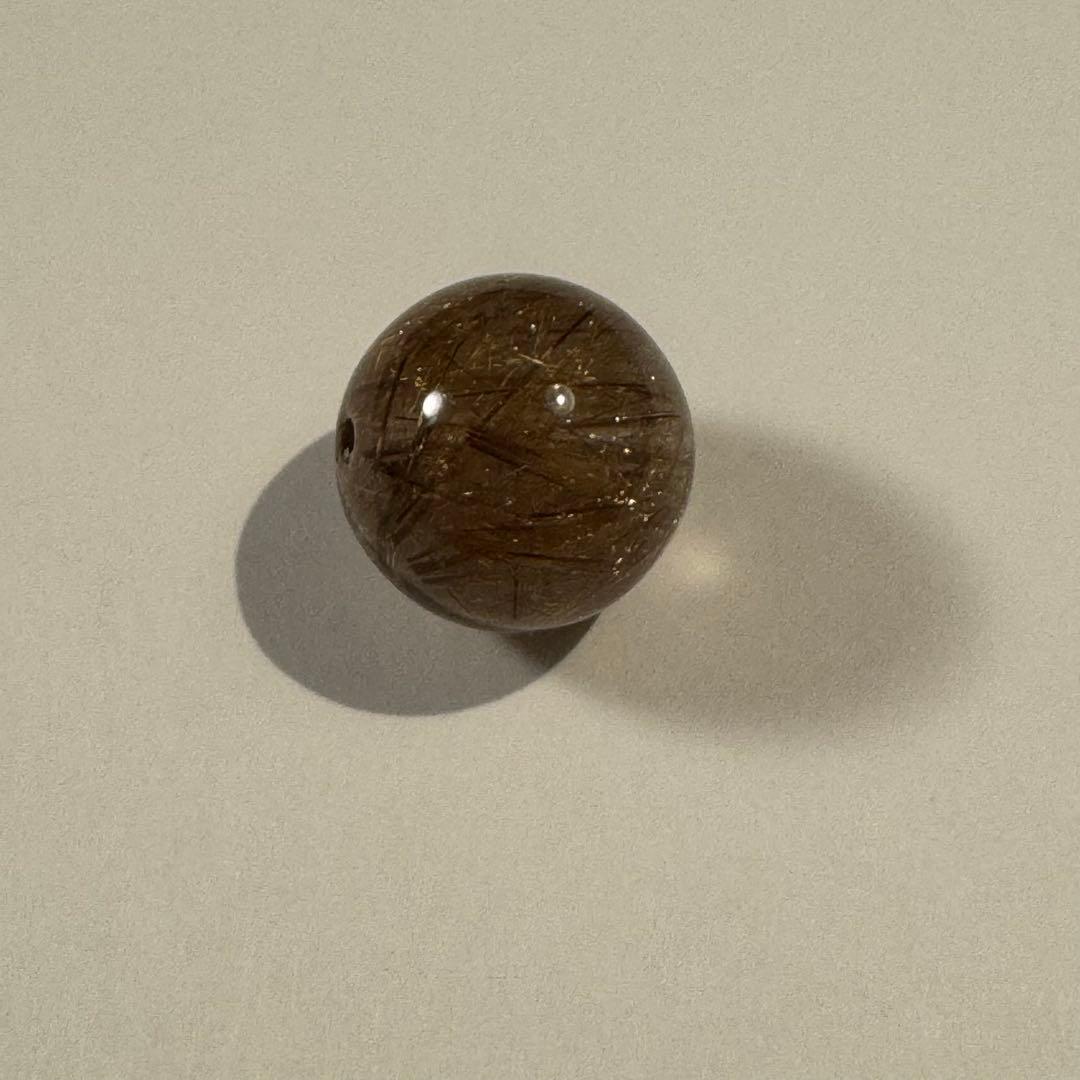 16.8mm ゴールドルチルクォーツ ビーズ 穴あき 天然石 ルチル 丸玉　B