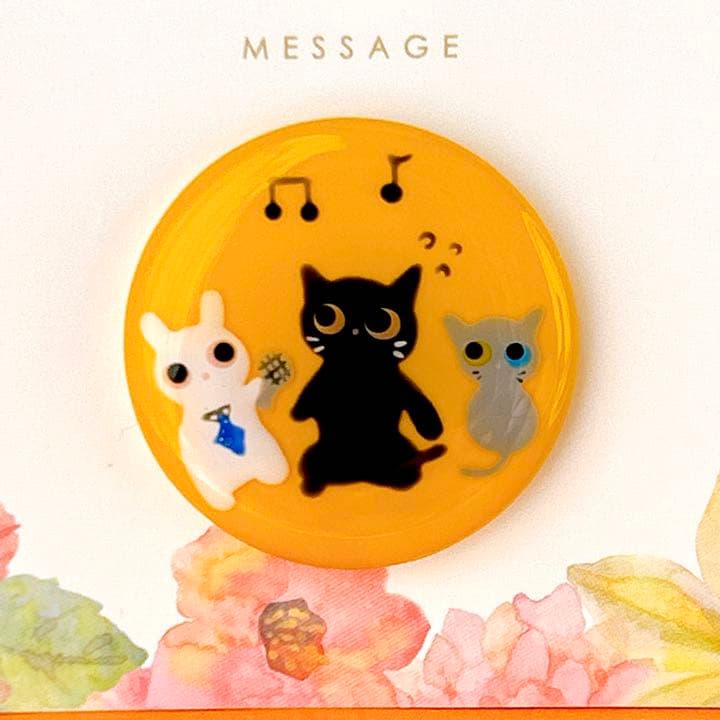 手書き　それでは、歌っていただきましょう！　ヘアゴム　ブローチ　レジン　猫