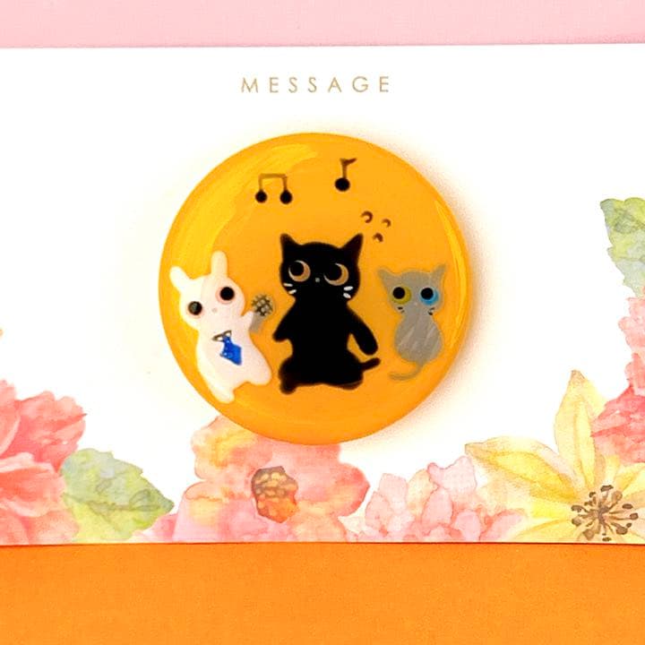 手書き　それでは、歌っていただきましょう！　ヘアゴム　ブローチ　レジン　猫