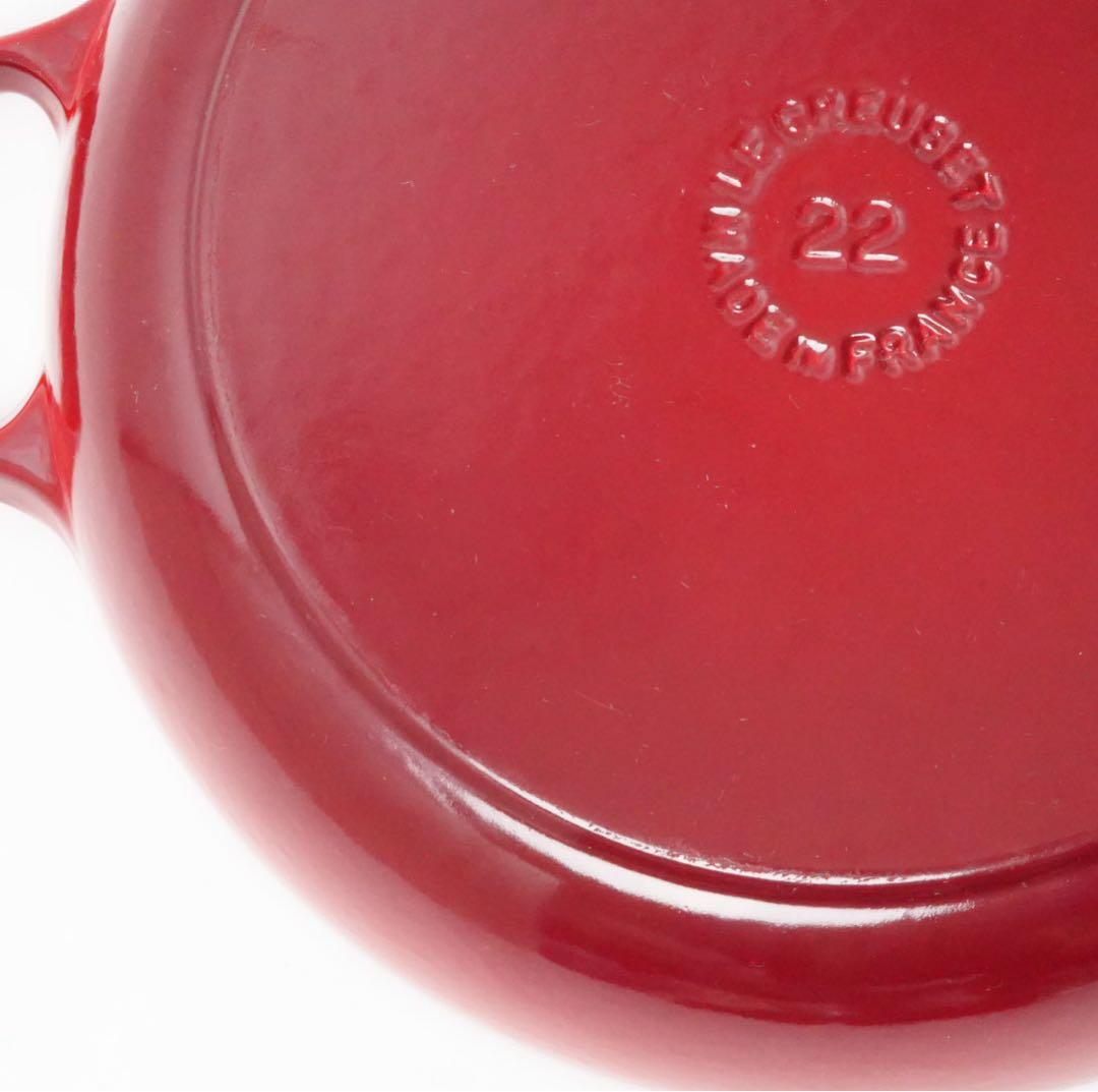 【美品】LE CREUSET　ビュッフェキャセロール　チェリーレッド　22cm