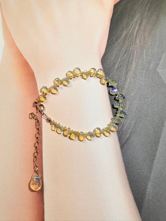 k14gf クリアイエロー系 オパール ブレスレット ペアシェイプ