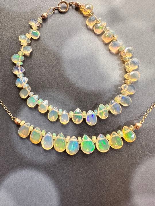 k14gf クリアイエロー系 オパール ブレスレット ペアシェイプ