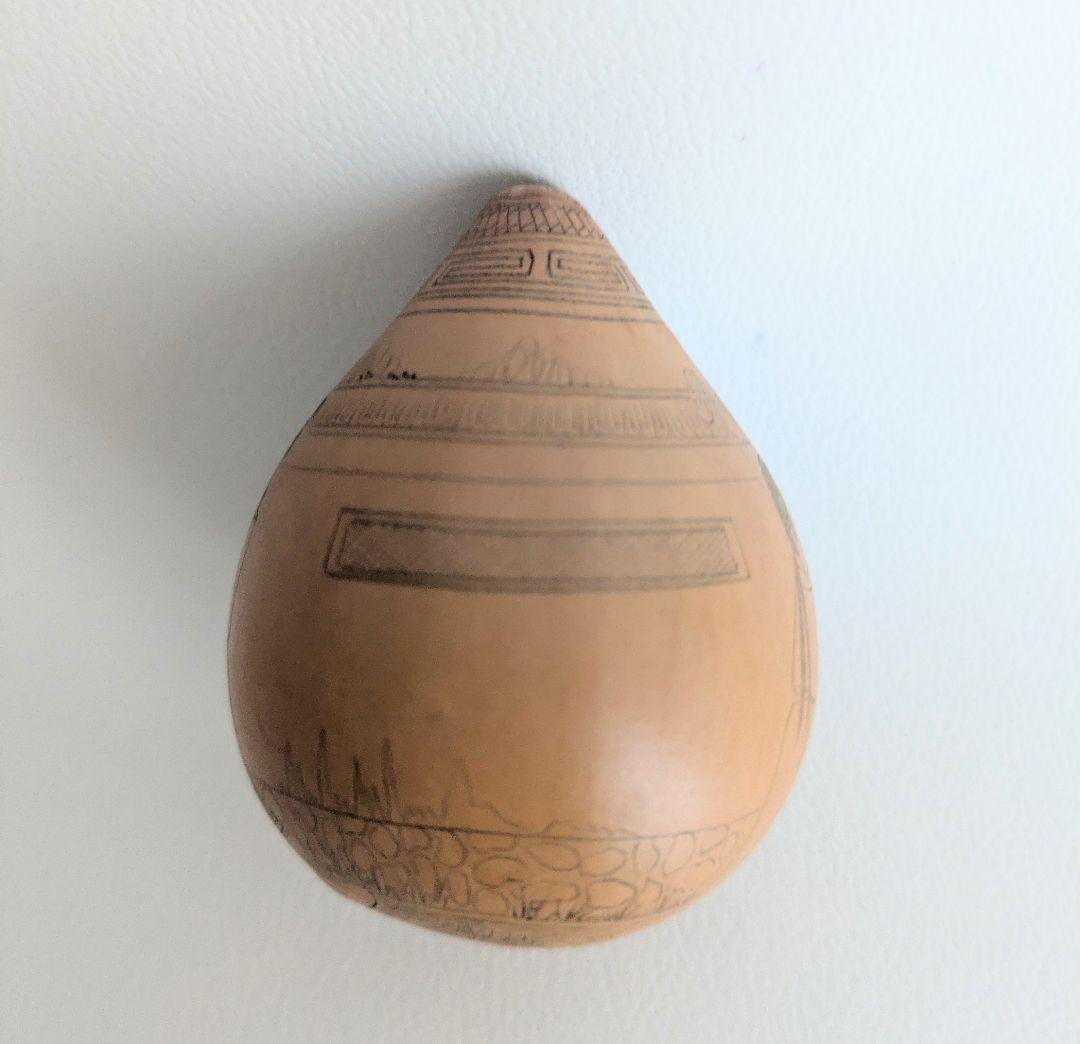 中国美術工芸品　瓢箪　ひょうたん　手彫り人物画　ヴィンテージ