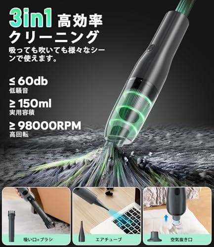 【新登場】ハンディクリーナー コードレス 26000Pa 吸引力強化 車用掃除p