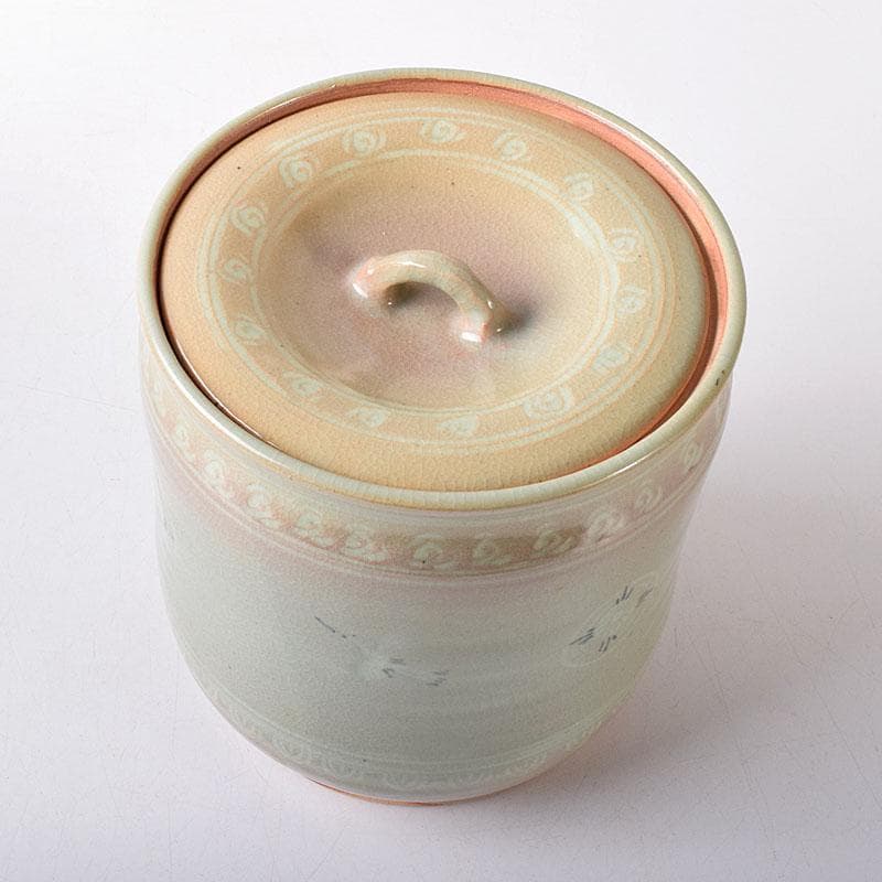 茶道具　中村与平作　青磁雲鶴　狂言袴　水指　時代箱　N　7745