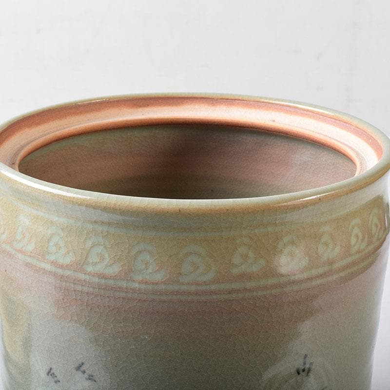 茶道具　中村与平作　青磁雲鶴　狂言袴　水指　時代箱　N　7745