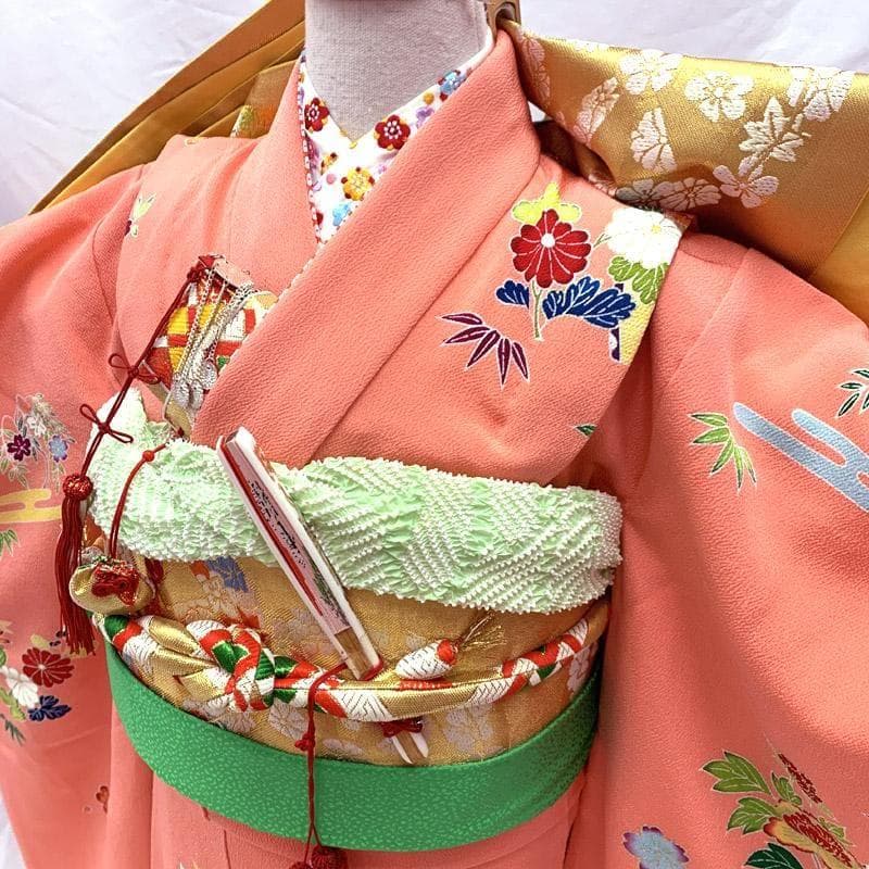 502ag11■七五三 千總 七歳 女児 着物&長襦袢 金駒刺繍 手鞠■美品