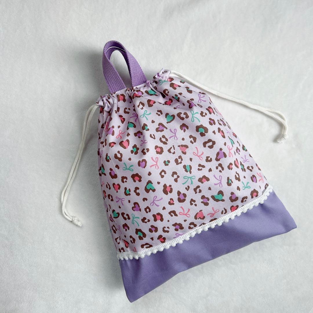 パープルｘヒョウ柄♡入園入学6点セット 女の子　レッスンバッグ　上履き入れ