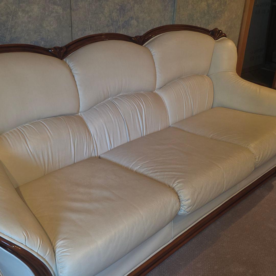 【アンティーク】ビンテージ本革レザー 3人掛けソファ