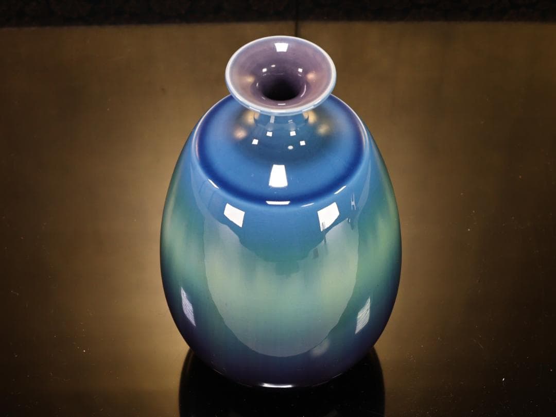 BK510　九谷焼　名工　人間国宝　三代　徳田八十吉（正彦銘）　彩釉　壷　壺