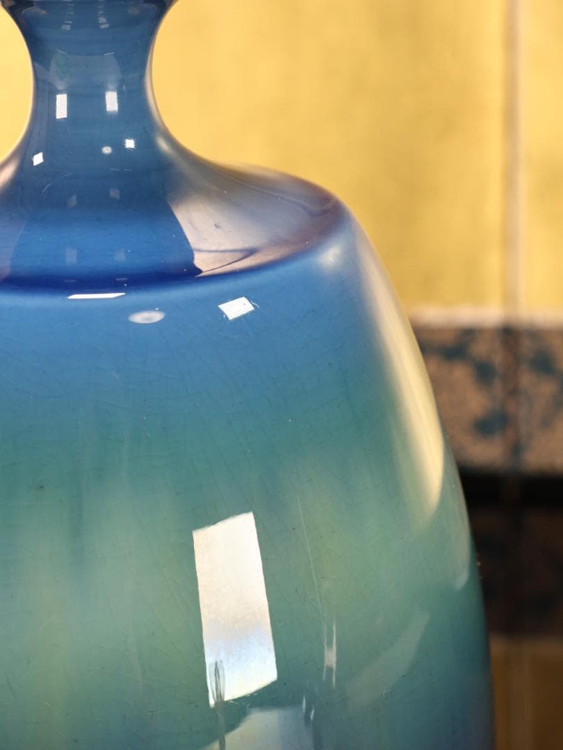 BK510　九谷焼　名工　人間国宝　三代　徳田八十吉（正彦銘）　彩釉　壷　壺