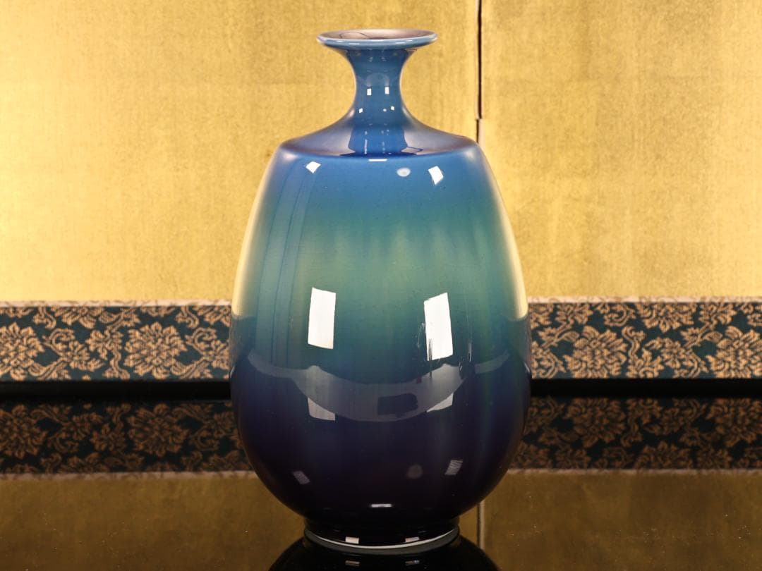 BK510　九谷焼　名工　人間国宝　三代　徳田八十吉（正彦銘）　彩釉　壷　壺