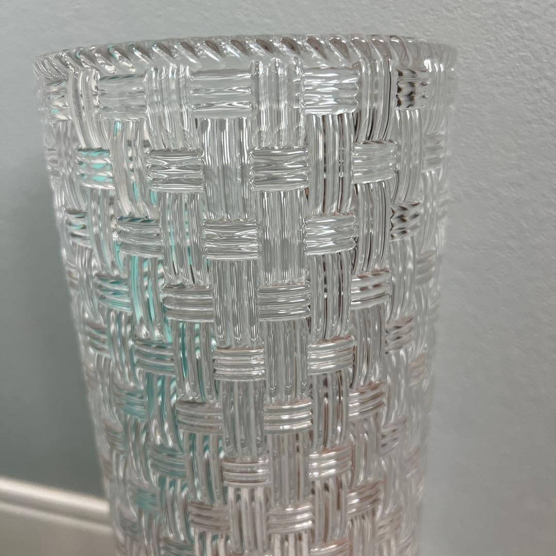 【TIFFANY&Co.】新品クリスタル花瓶 編み込み模様　フラワーベース