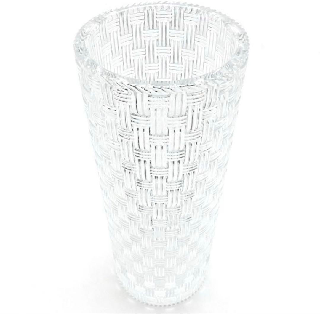 【TIFFANY&Co.】新品クリスタル花瓶 編み込み模様　フラワーベース