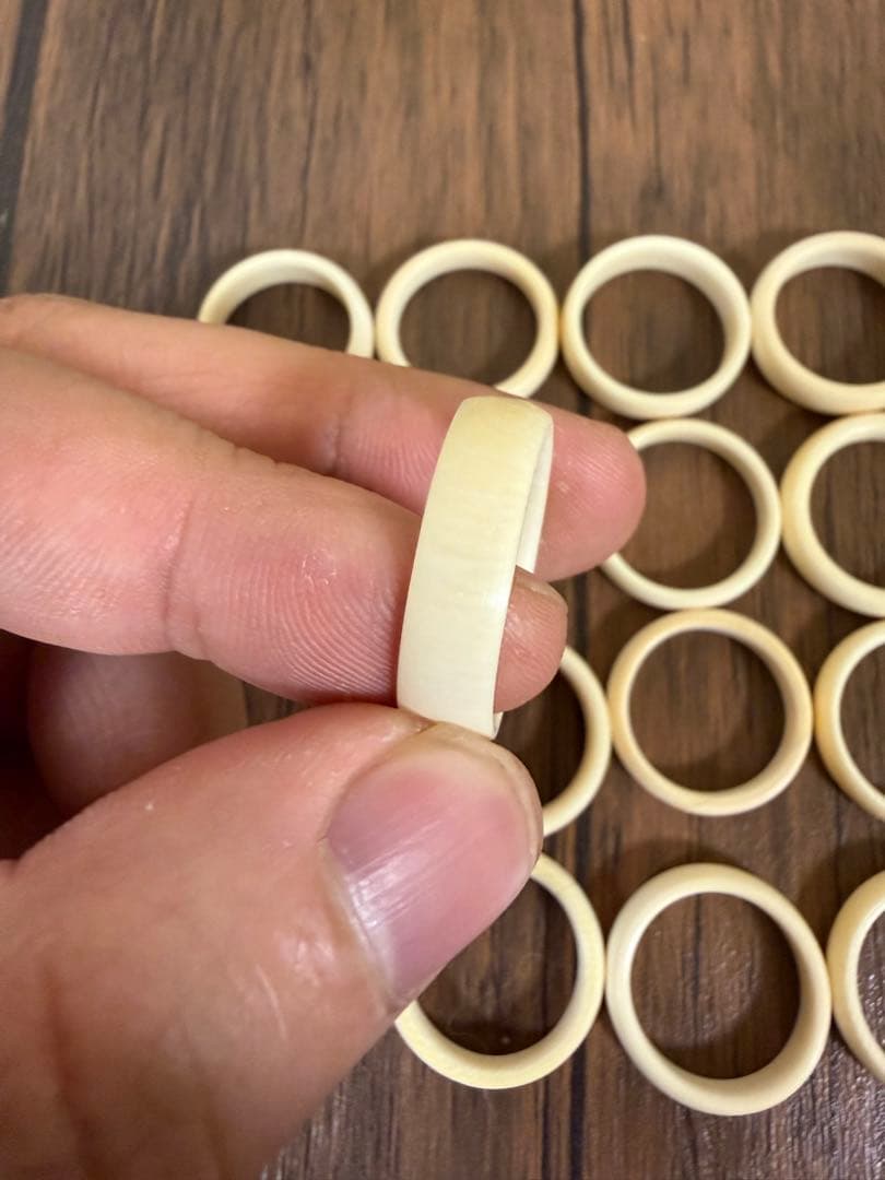 天然素材 20点 鯨歯風指輪 東洋彫刻 象牙調 アクセサリー