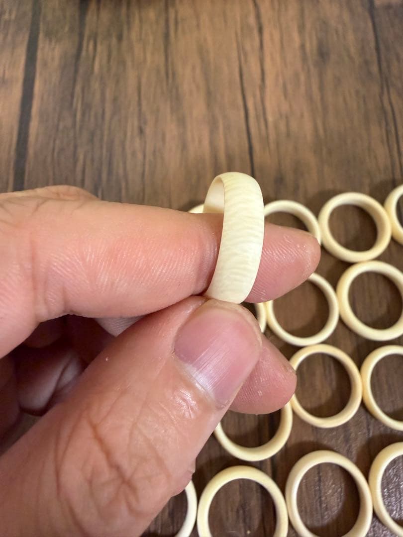 天然素材 20点 鯨歯風指輪 東洋彫刻 象牙調 アクセサリー