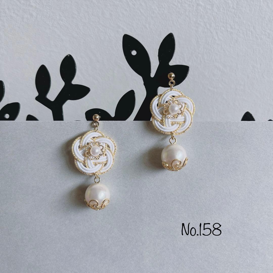 *お花とパールのピアス*【No.158】