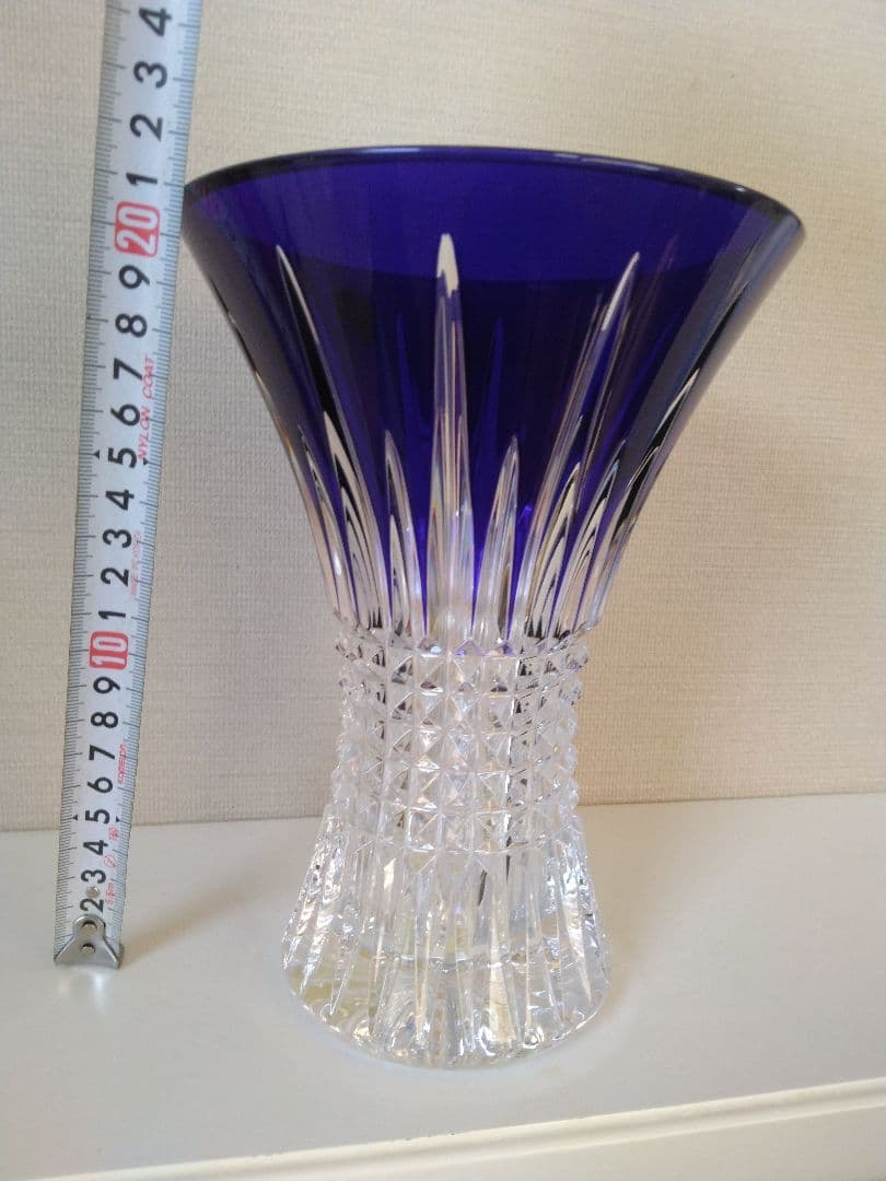 ウォーターフォード　花瓶　ダイヤモンドコバルト