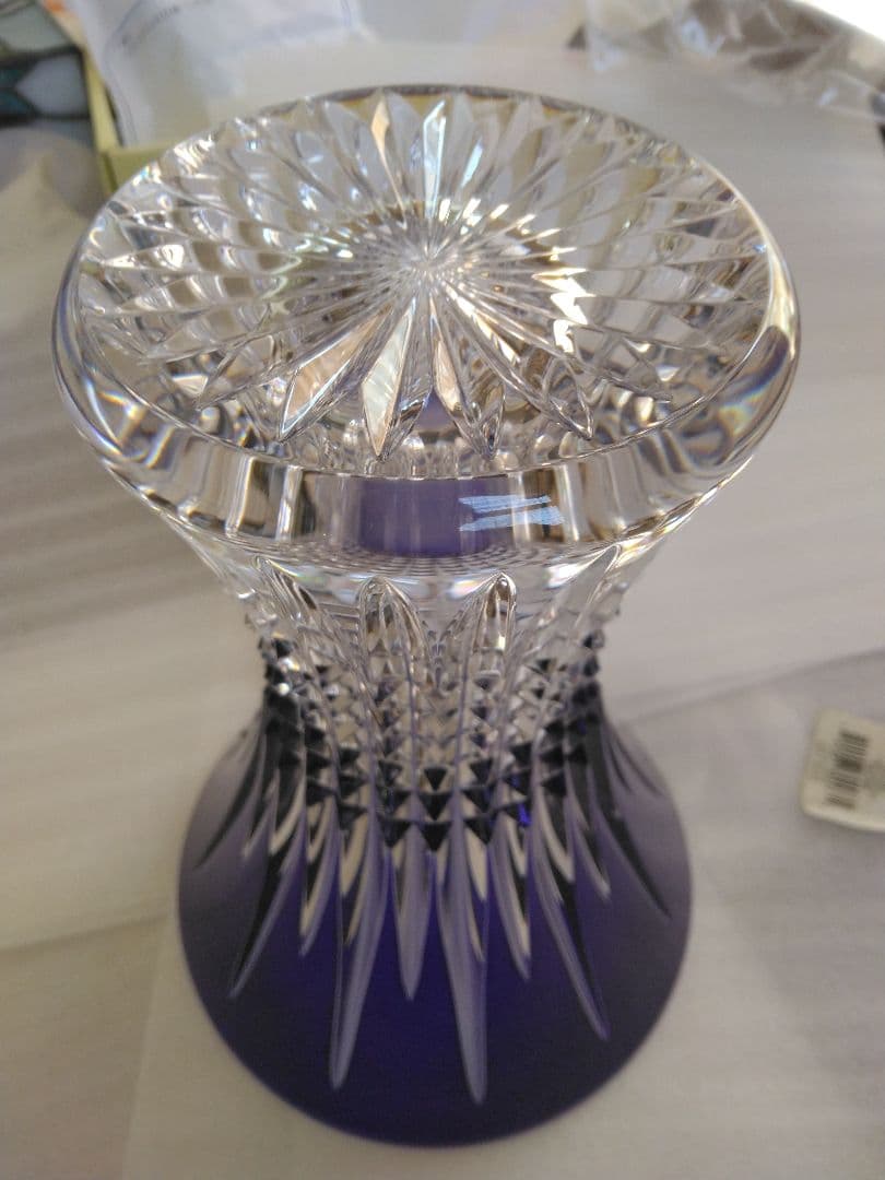 ウォーターフォード　花瓶　ダイヤモンドコバルト