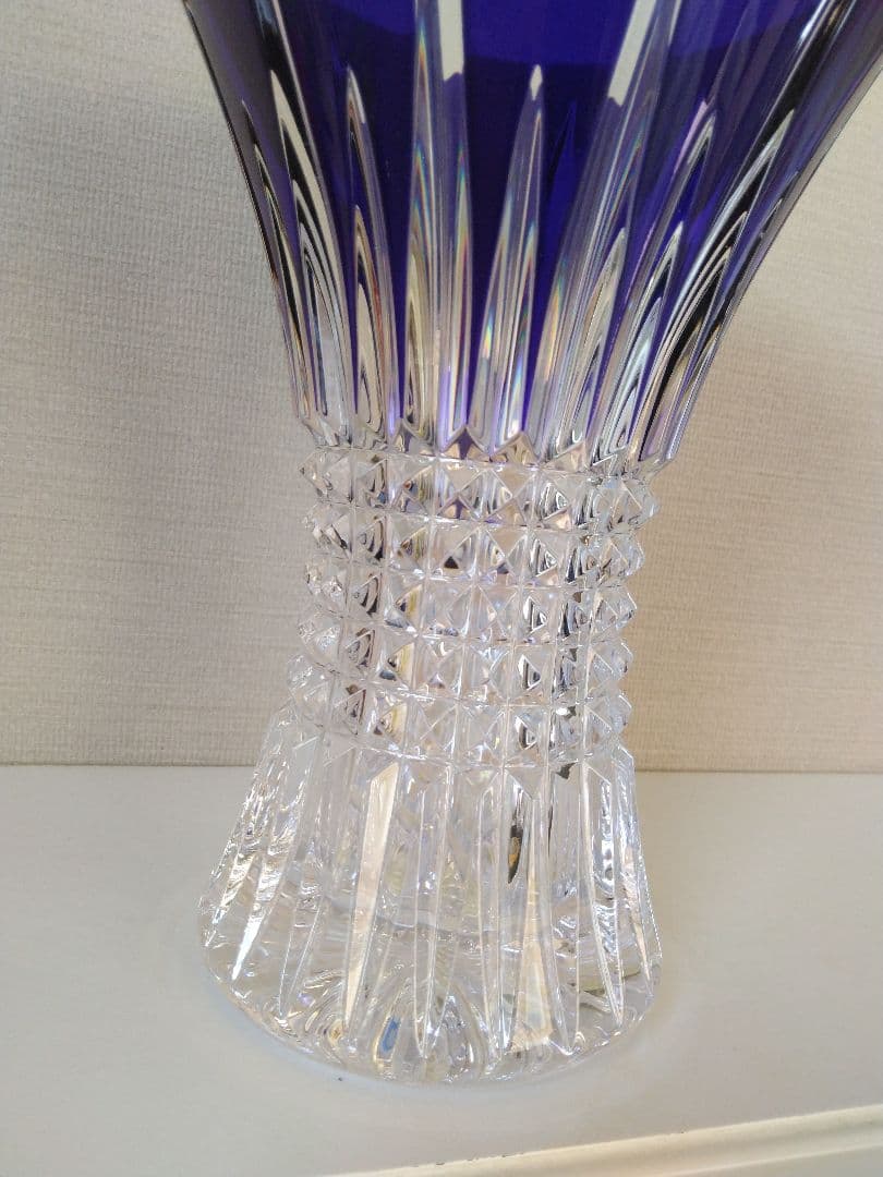 ウォーターフォード　花瓶　ダイヤモンドコバルト