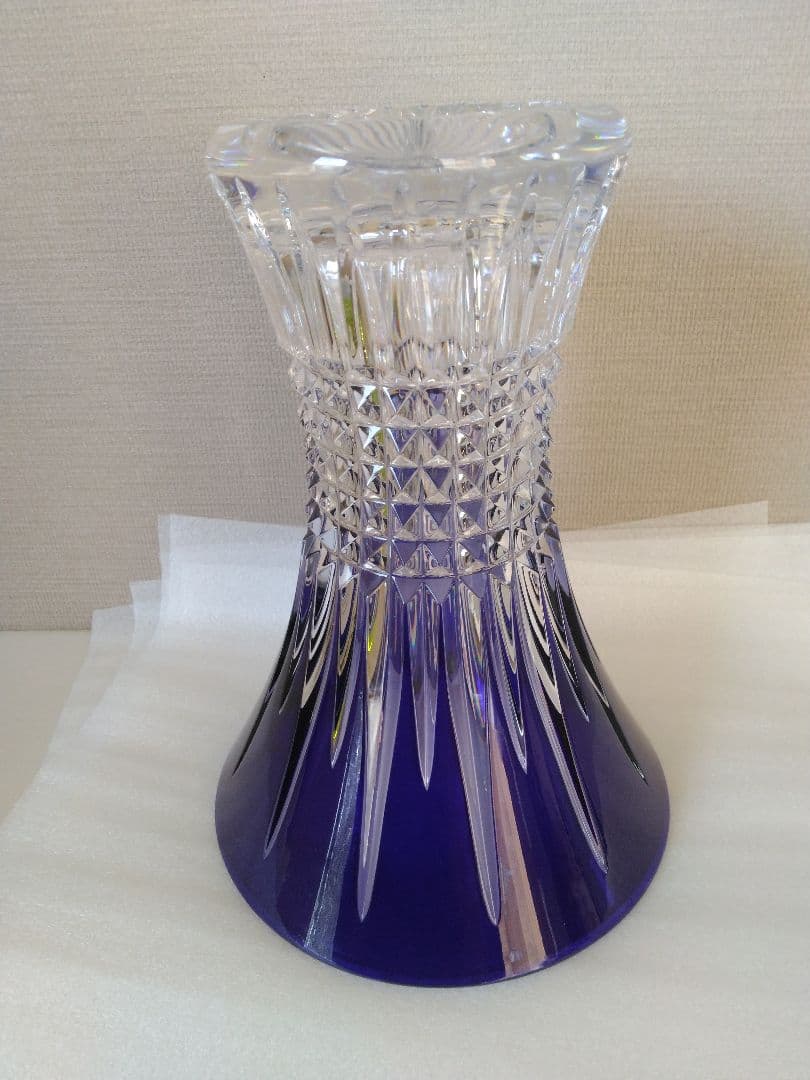 ウォーターフォード　花瓶　ダイヤモンドコバルト