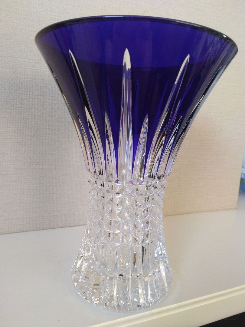 ウォーターフォード　花瓶　ダイヤモンドコバルト