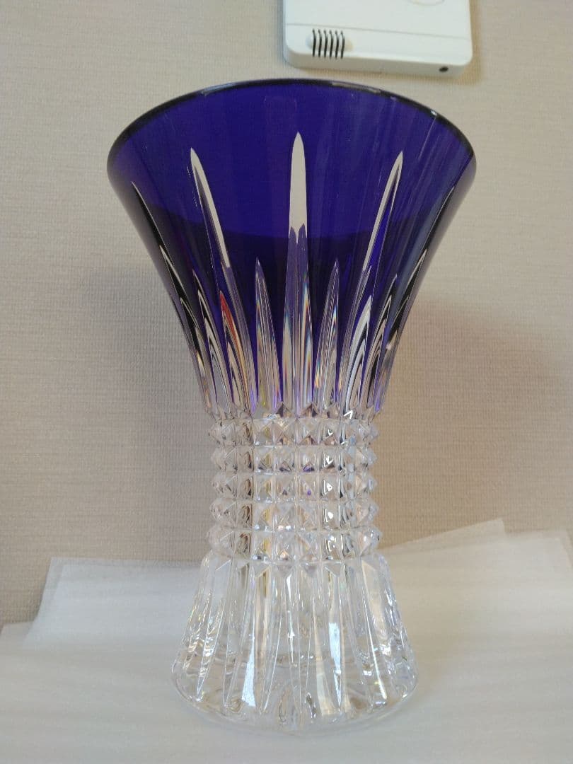 ウォーターフォード　花瓶　ダイヤモンドコバルト