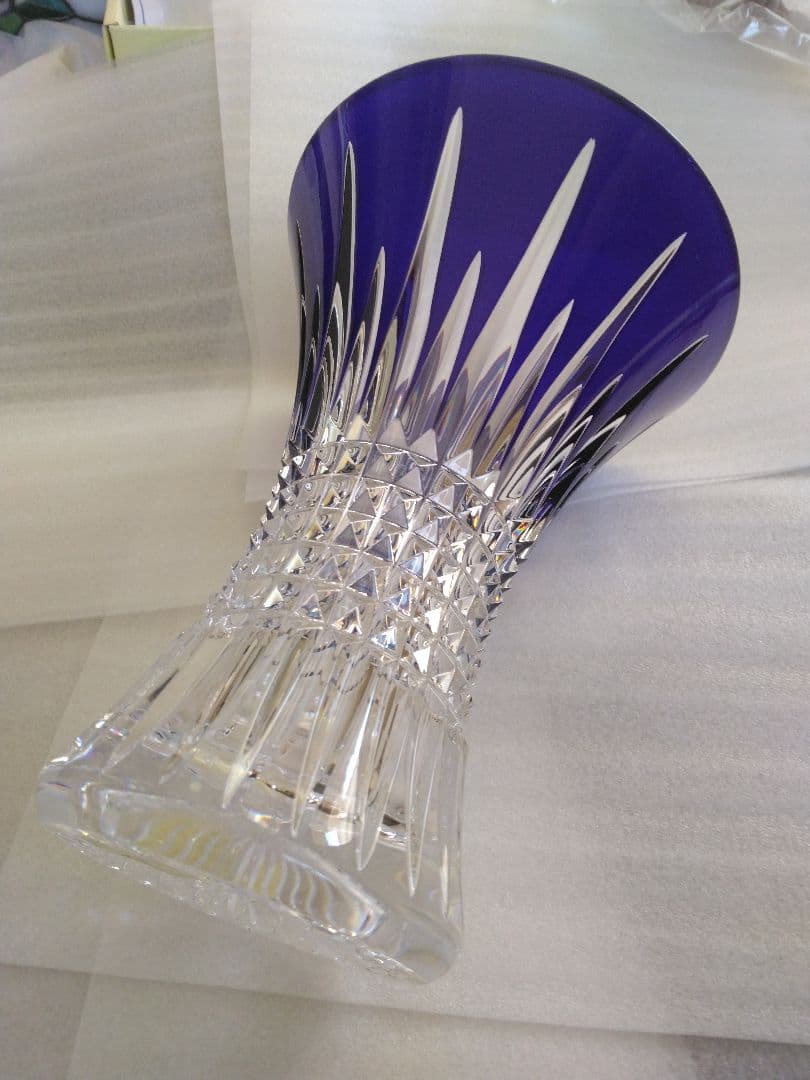 ウォーターフォード　花瓶　ダイヤモンドコバルト