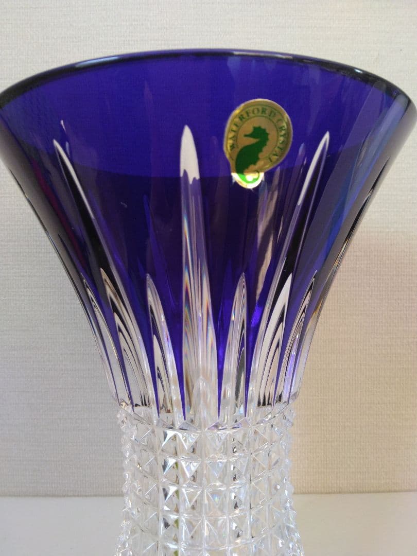 ウォーターフォード　花瓶　ダイヤモンドコバルト