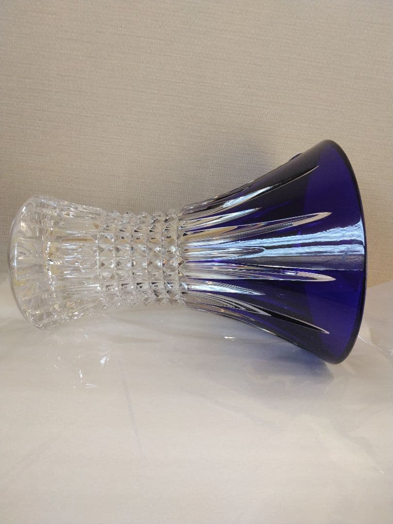 ウォーターフォード　花瓶　ダイヤモンドコバルト