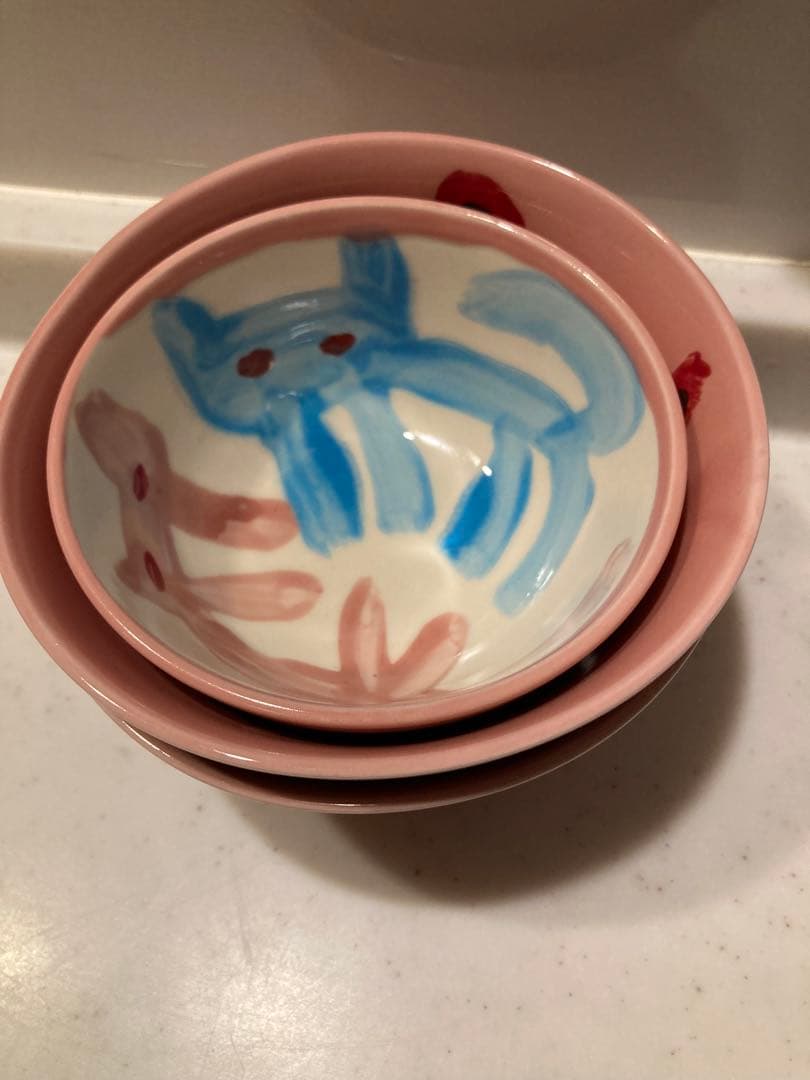 猫のイラスト 飯碗 3個セット キダサトコさん　chatoさん