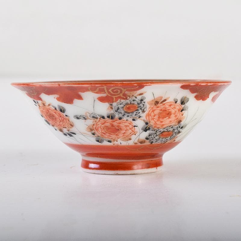 九谷焼　赤絵金彩　鶴雲文　盃　V　R8447