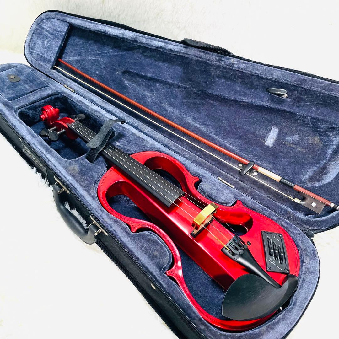 カルロジョルダーノ EV-201 赤 超美品 ケース弓付 エレキバイオリン