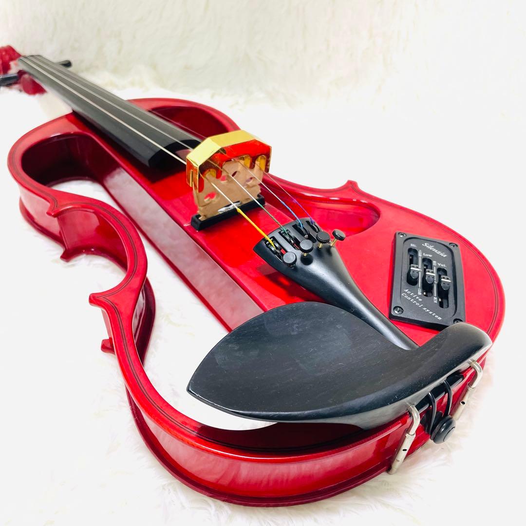 カルロジョルダーノ EV-201 赤 超美品 ケース弓付 エレキバイオリン
