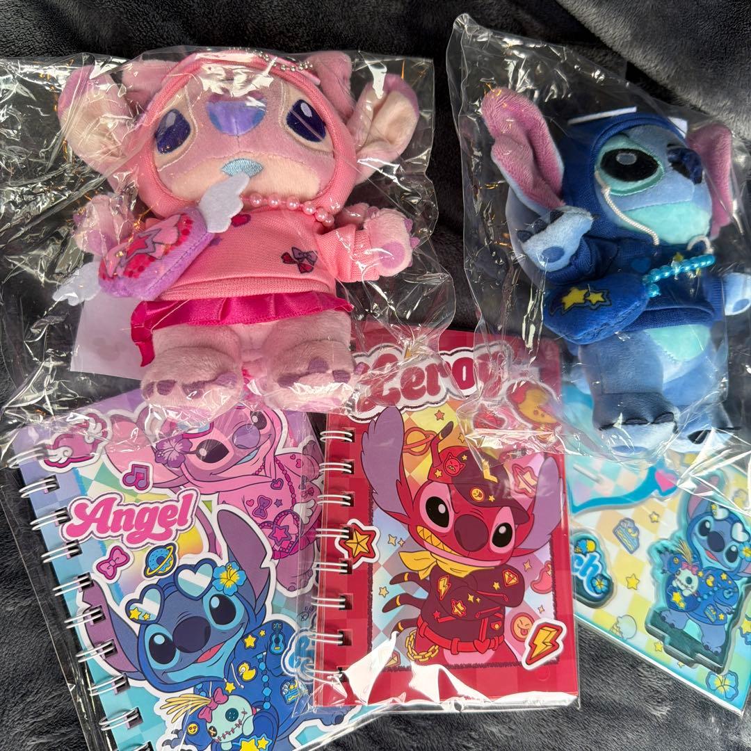 ハッピーくじ　B賞H賞G賞　ぬいぐるみチャーム　スティッチ　エンジェル　セット