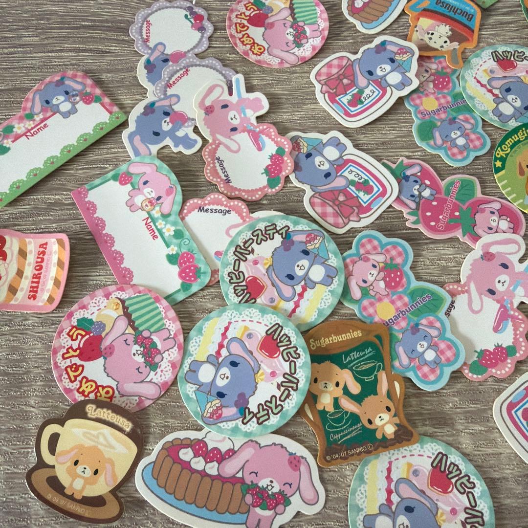 サンリオ シュガーバニーズ フレークシール　平成レトロ　キラキラケース　当時品