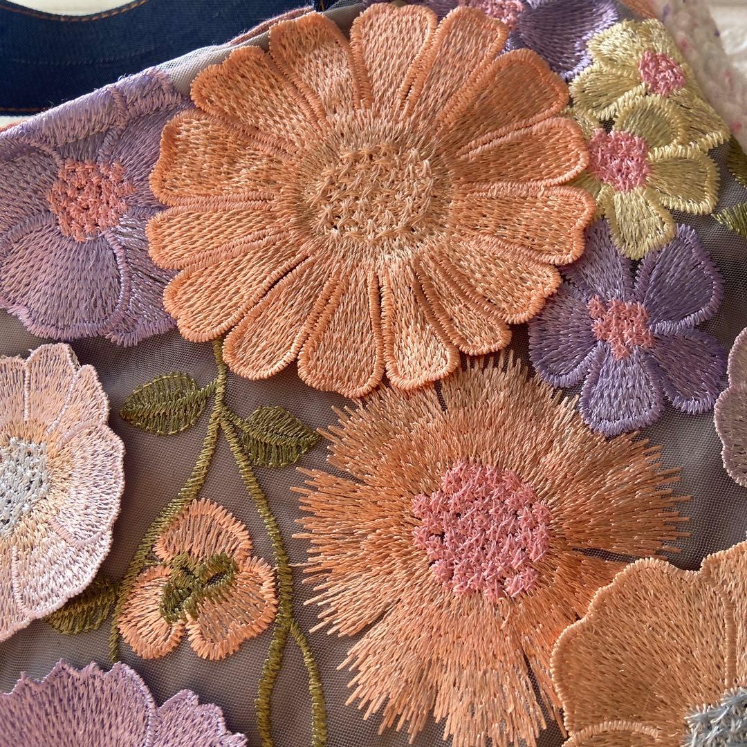 m*e様 コヤンイサムチョン　ボアトートバッグ　レースお花　刺繍レース　オッドア