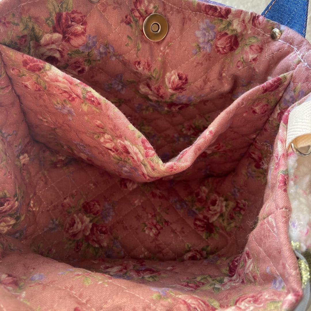 m*e様 コヤンイサムチョン　ボアトートバッグ　レースお花　刺繍レース　オッドア