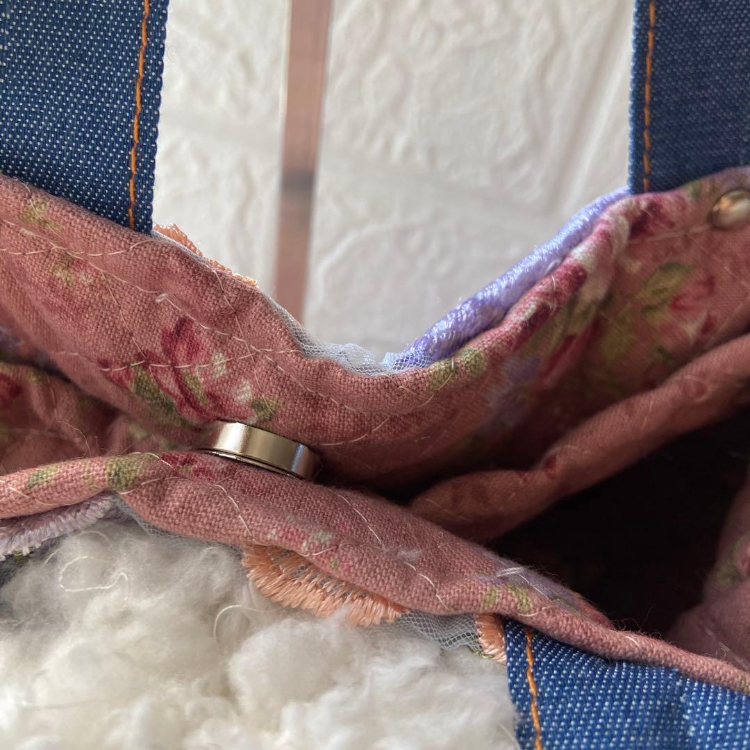 m*e様 コヤンイサムチョン　ボアトートバッグ　レースお花　刺繍レース　オッドア