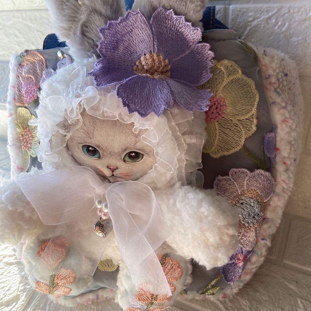 m*e様 コヤンイサムチョン　ボアトートバッグ　レースお花　刺繍レース　オッドア